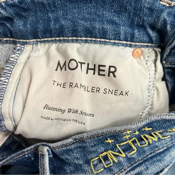 NWT MOTHER The Rambler Sneak Embroidered Straight Leg Jeans Bohemian Boho 24
